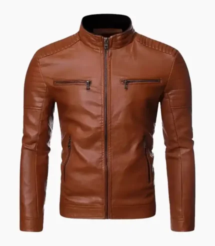 A stylish Biker Leather Jacket for Men, showcasing premium craftsmanship and a perfect fit for motorcycle enthusiasts.