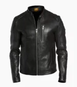 Stylish black genuine leather jacket showcasing handcrafted quality and customization options, perfect for any occasion.