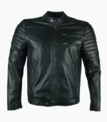Stylish black leather biker jacket for men, handcrafted with premium materials, perfect for any occasion.