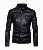 Stylish black leather biker jacket for men from LALTAN, handcrafted for ultimate durability and classic fashion.