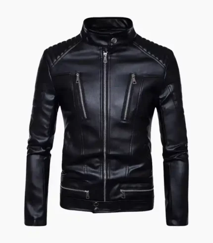 Stylish black leather biker jacket for men from LALTAN, handcrafted for ultimate durability and classic fashion.