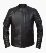 A stylish black leather biker jacket for men, showcasing premium craftsmanship and customizable options, perfect for adventure seekers.