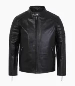 Premium black leather biker jacket for men handcrafted by LALTAN, offering style, comfort, and durability with customizable options.