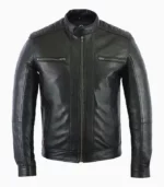 Stylish black leather jacket for men by LALTAN, perfect for any occasion.