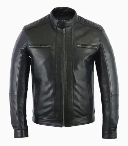 Stylish black leather jacket for men by LALTAN, perfect for any occasion.