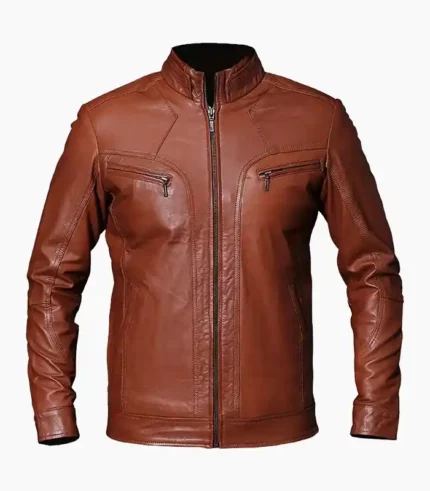 Discover the brown leather biker jacket for men, handcrafted for style and durability, perfect for any occasion.