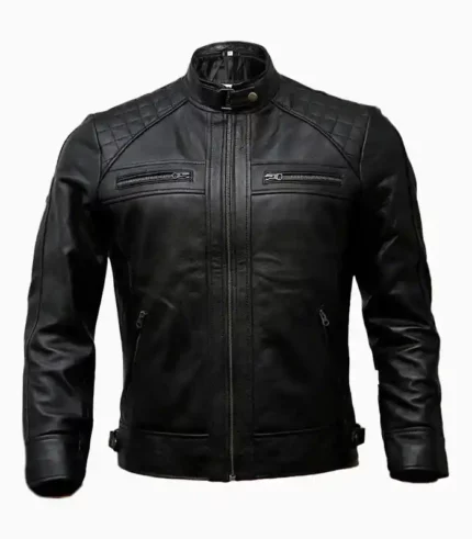 Men's black leather jacket by LALTAN – handmade premium quality with sleek design for a modern look.