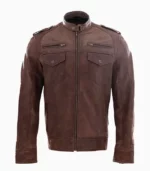 Stylish men's brown leather jacket made from premium real leather, custom-fit design by LALTAN. Perfect for adding a timeless, rugged touch to any outfit.