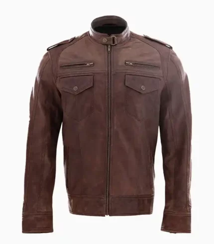 Stylish men's brown leather jacket made from premium real leather, custom-fit design by LALTAN. Perfect for adding a timeless, rugged touch to any outfit.