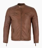 Stylish men’s brown leather jacket handcrafted with premium materials for timeless elegance and durability.
