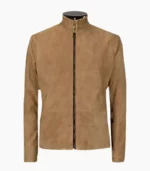 Stylish mens brown leather motorcycle jacket designed for comfort and durability, perfect for any ride.