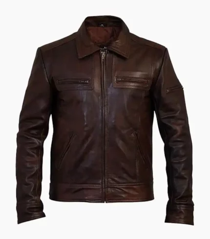 Men’s Vintage Brown Leather Jacket - Handcrafted Quality and Timeless Style.