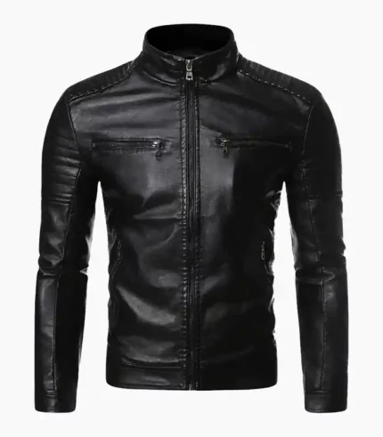 A stylish Biker Leather Jacket for Men, showcasing premium craftsmanship and a perfect fit for motorcycle enthusiasts.
