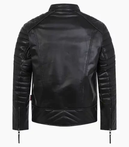 Premium black leather biker jacket for men handcrafted by LALTAN, offering style, comfort, and durability with customizable options.