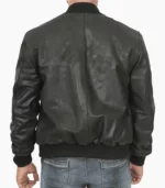 Mens Black Leather Bomber Jacket featuring premium leather construction, ideal for stylish and versatile outerwear.