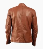 Mens brown leather jacket, genuine leather, classic design, modern fit, durable, versatile jacket for casual and formal use.