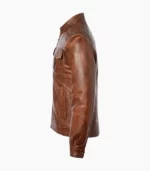 Vintage distressed leather biker jacket for men, handcrafted with premium materials, offering a timeless and rugged look.