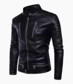 Stylish black leather biker jacket for men from LALTAN, handcrafted for ultimate durability and classic fashion.