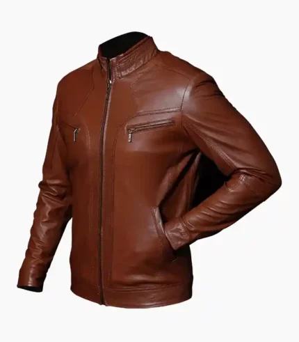 Discover the brown leather biker jacket for men, handcrafted for style and durability, perfect for any occasion.