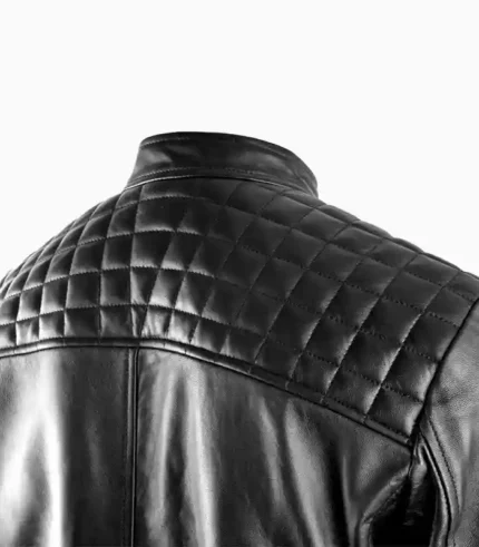Stylish mens black leather jacket made from premium real leather, designed for a custom fit and perfect for any occasion.