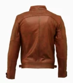 Stylish mens brown leather jacket made from high-quality real leather, offering a comfortable fit and timeless appeal.