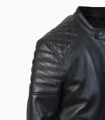 A stylish black leather biker jacket for men, showcasing premium craftsmanship and customizable options, perfect for adventure seekers.