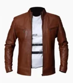 Discover the brown leather biker jacket for men, handcrafted for style and durability, perfect for any occasion.