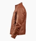 Mens brown leather jacket, genuine leather, classic design, modern fit, durable, versatile jacket for casual and formal use.