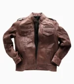 Stylish men's brown leather jacket made from premium real leather, custom-fit design by LALTAN. Perfect for adding a timeless, rugged touch to any outfit.