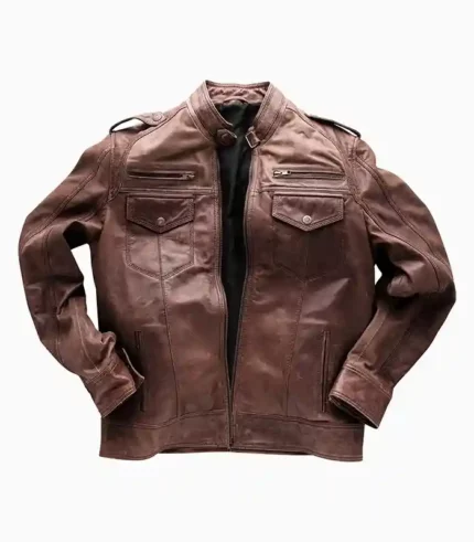 Stylish men's brown leather jacket made from premium real leather, custom-fit design by LALTAN. Perfect for adding a timeless, rugged touch to any outfit.