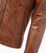 Vintage distressed leather biker jacket for men, handcrafted with premium materials, offering a timeless and rugged look.