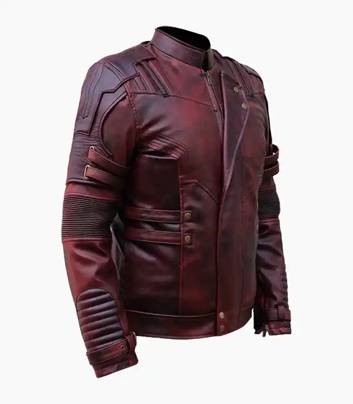 A stylish men's maroon leather jacket showcasing exquisite craftsmanship, perfect for any fashion-forward individual.